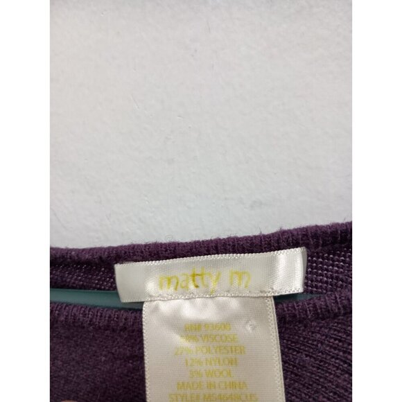 Matty M Womens Tunic Sweater Size Large Dark Purple Side Tail Hem Long Sleeve - Picture 3 of 6
